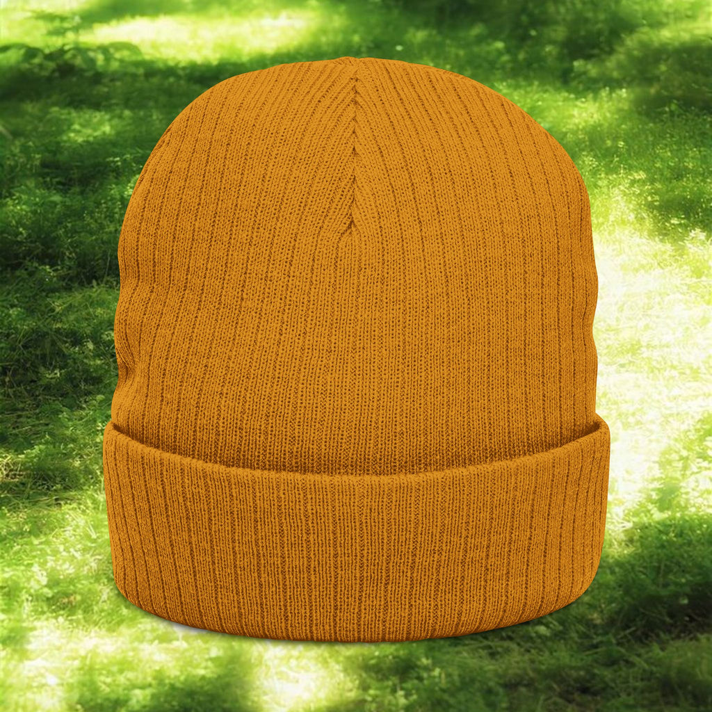 Touch Grass Floral Patch beanie | Ribbed Knit Embroidered Beanie