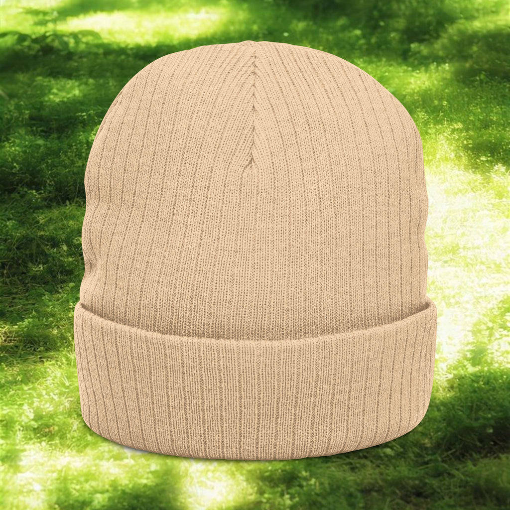 Touch Grass Floral Patch beanie | Ribbed Knit Embroidered Beanie